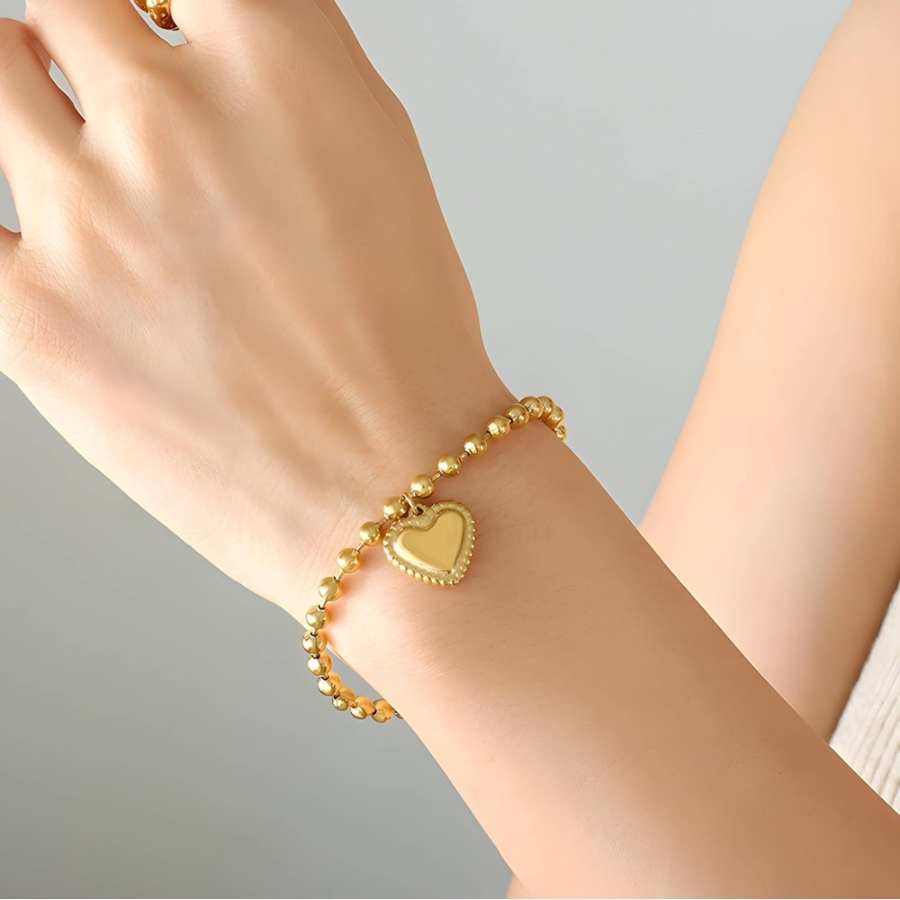 18k Gold Plated Stainless Steel “Heart” Bracelet